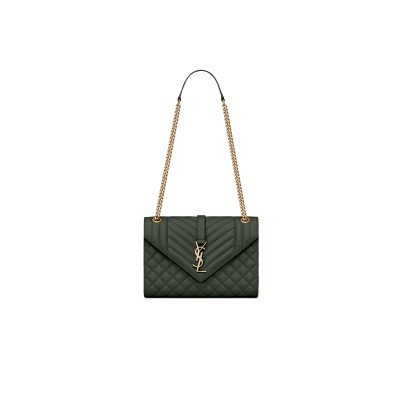 YSL ENVELOPE MEDIUM IN QUILTED GRAIN DE POUDRE EMBOSSED LEATHER 600185BOW913045 (24*17.5*6cm)
